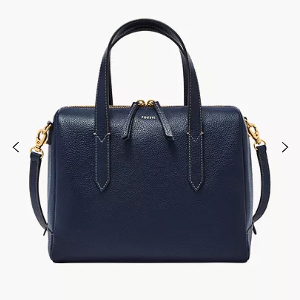 Fossil Sydney Satchel Leather Bag- Midnight Blue